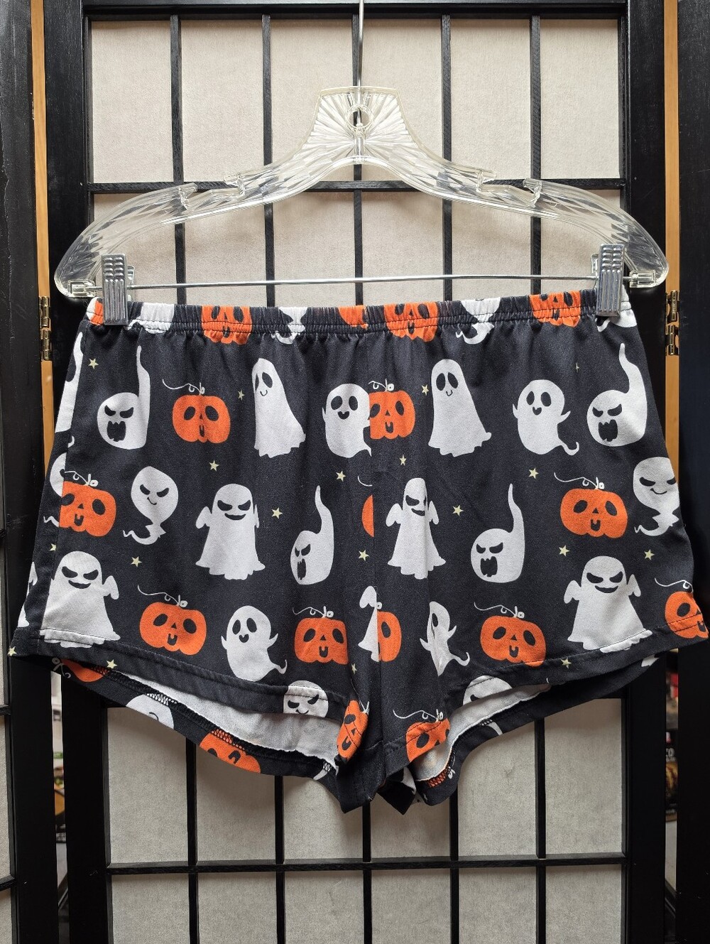 🎃👻 Spooky Ghost And Pumpkin Halloween Pajama Shorts Womens M